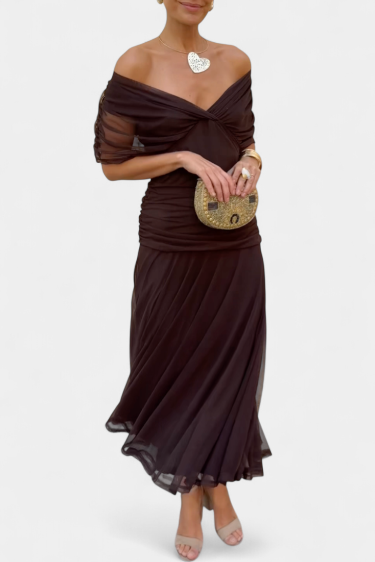Women's Long Dress | Off-Shoulder Elegance & Flowing Silhouette