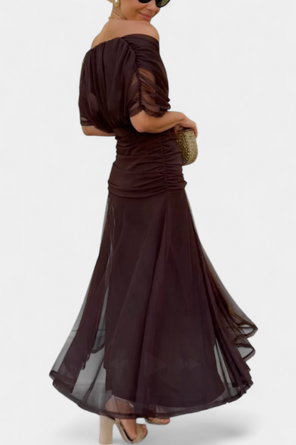 Women's Long Dress | Off-Shoulder Elegance & Flowing Silhouette