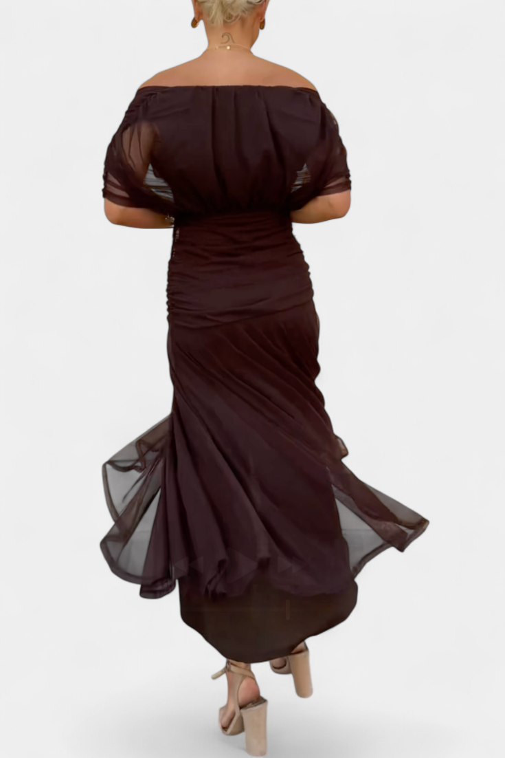 Women's Long Dress | Off-Shoulder Elegance & Flowing Silhouette