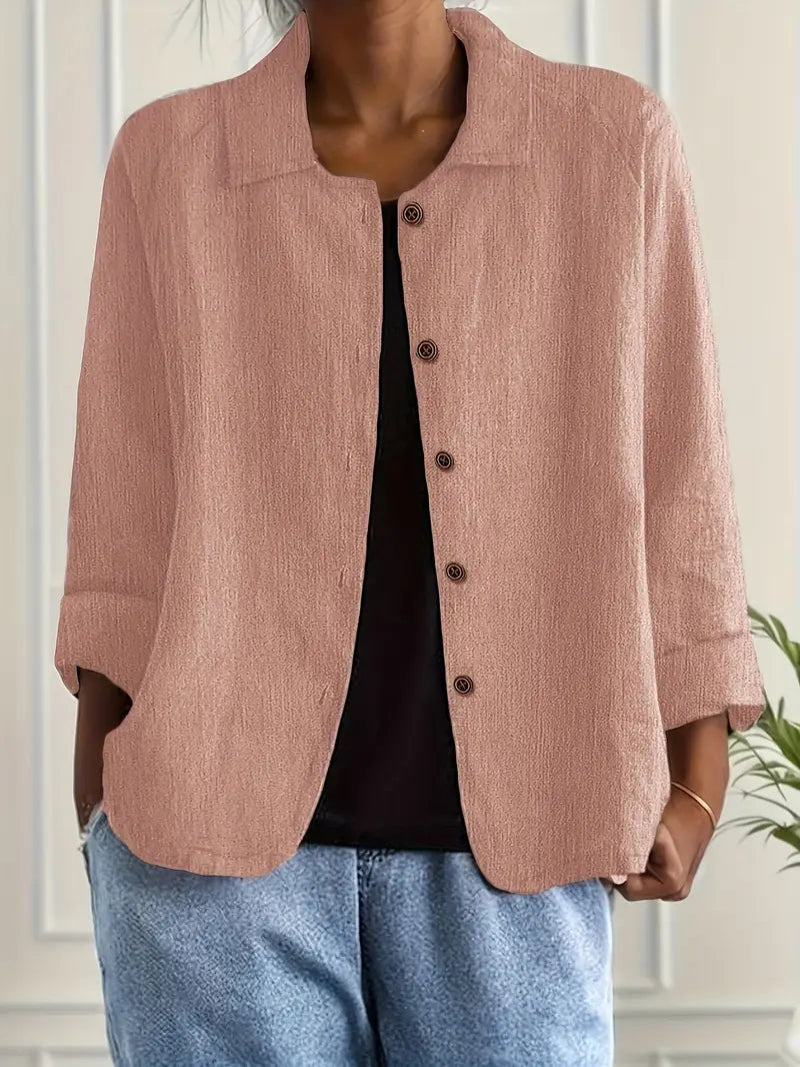 Women's Long Sleeve Blouse | Relaxed Fit & Roll-Up Sleeve