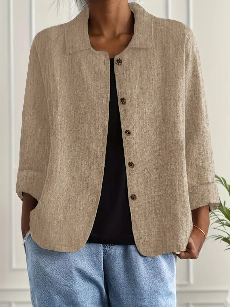 Women's Long Sleeve Blouse | Relaxed Fit & Roll-Up Sleeve