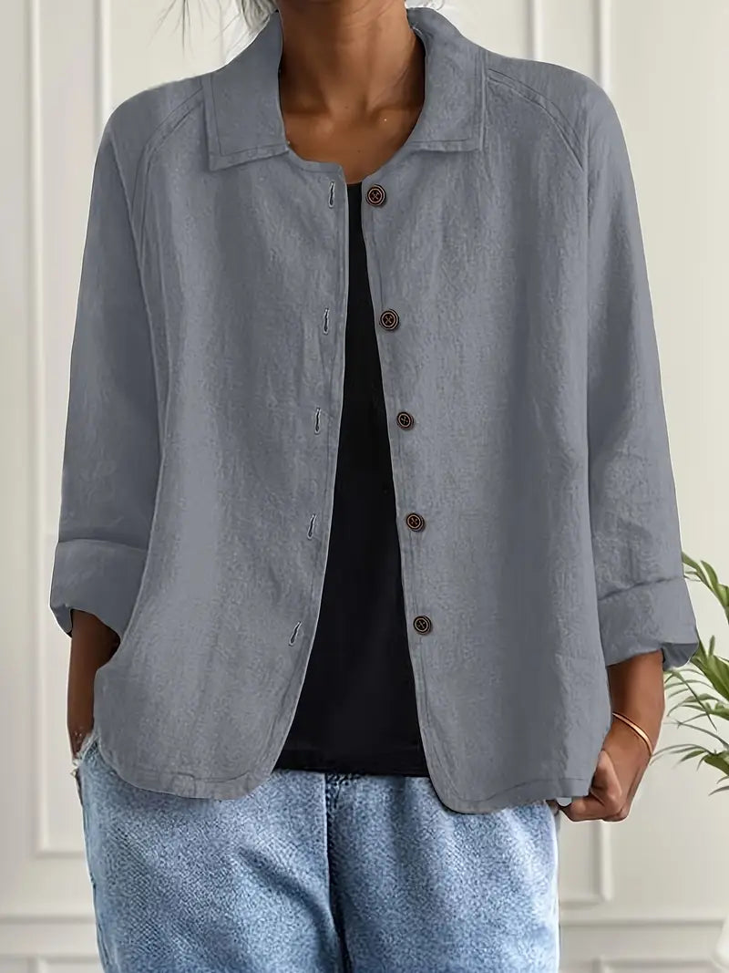 Women's Long Sleeve Blouse | Relaxed Fit & Roll-Up Sleeve