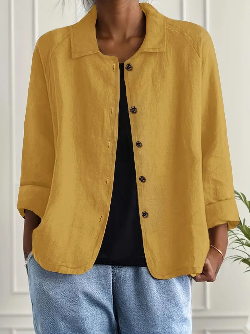 Women's Long Sleeve Blouse | Relaxed Fit & Roll-Up Sleeve