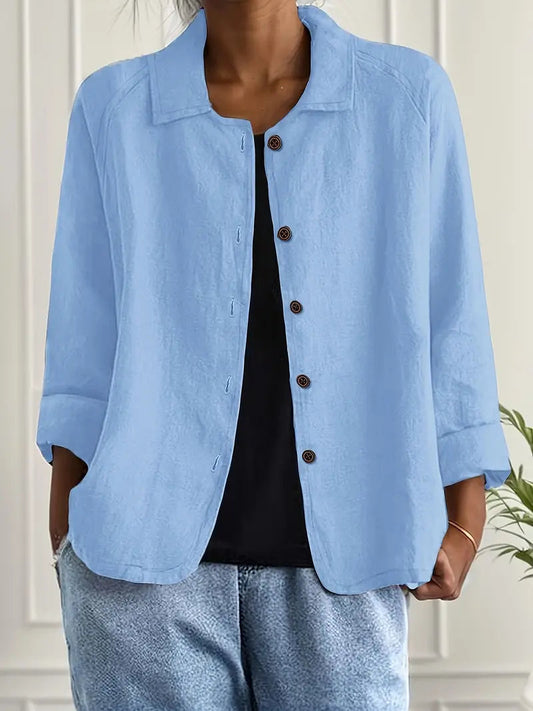 Women's Long Sleeve Blouse | Relaxed Fit & Roll-Up Sleeve