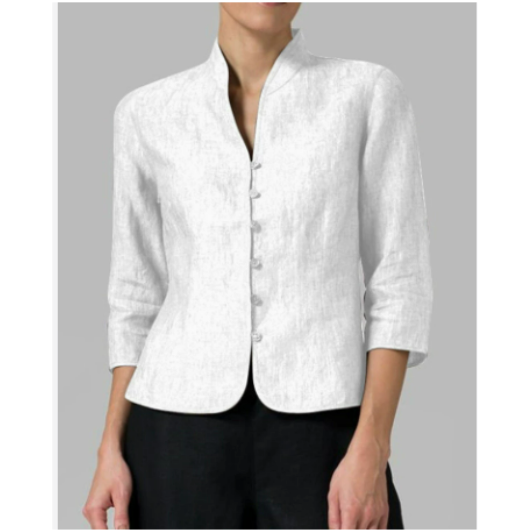Women's Long Sleeve Blouse | Stand Collar Button-Up