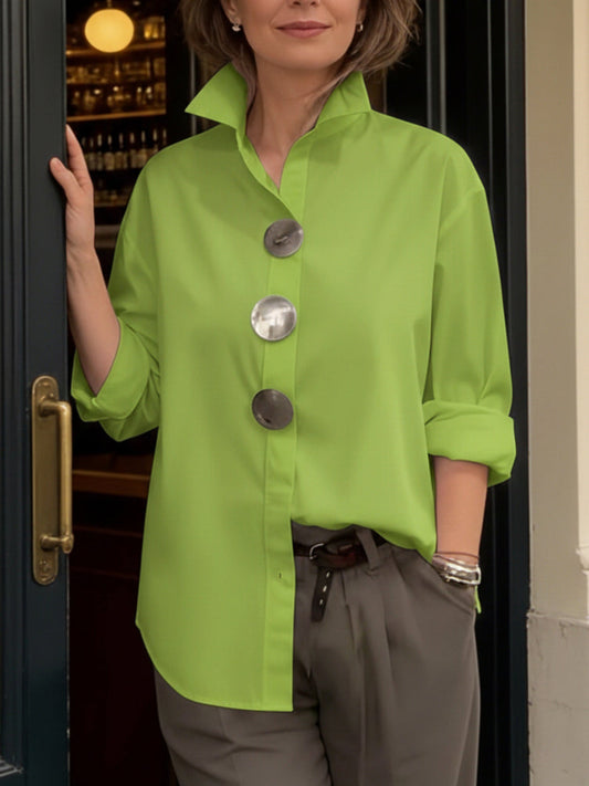 Women's Long Sleeve Blouse | Statement Button Detail