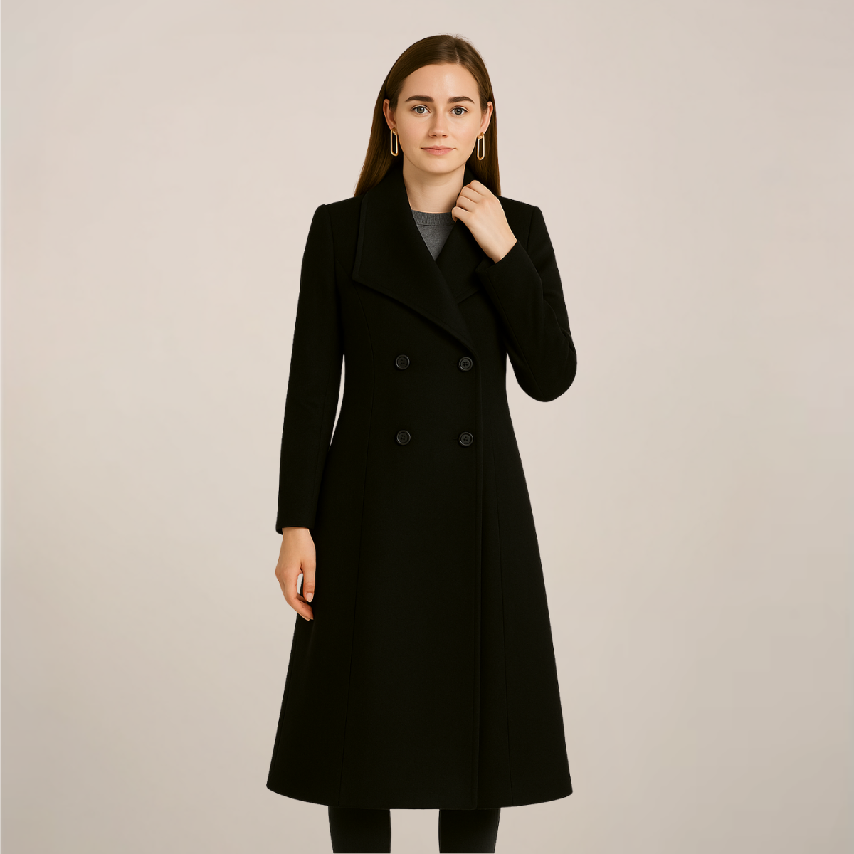 Women’s Long Trench Coat – Chic Double-Breasted Style for Every Occasion