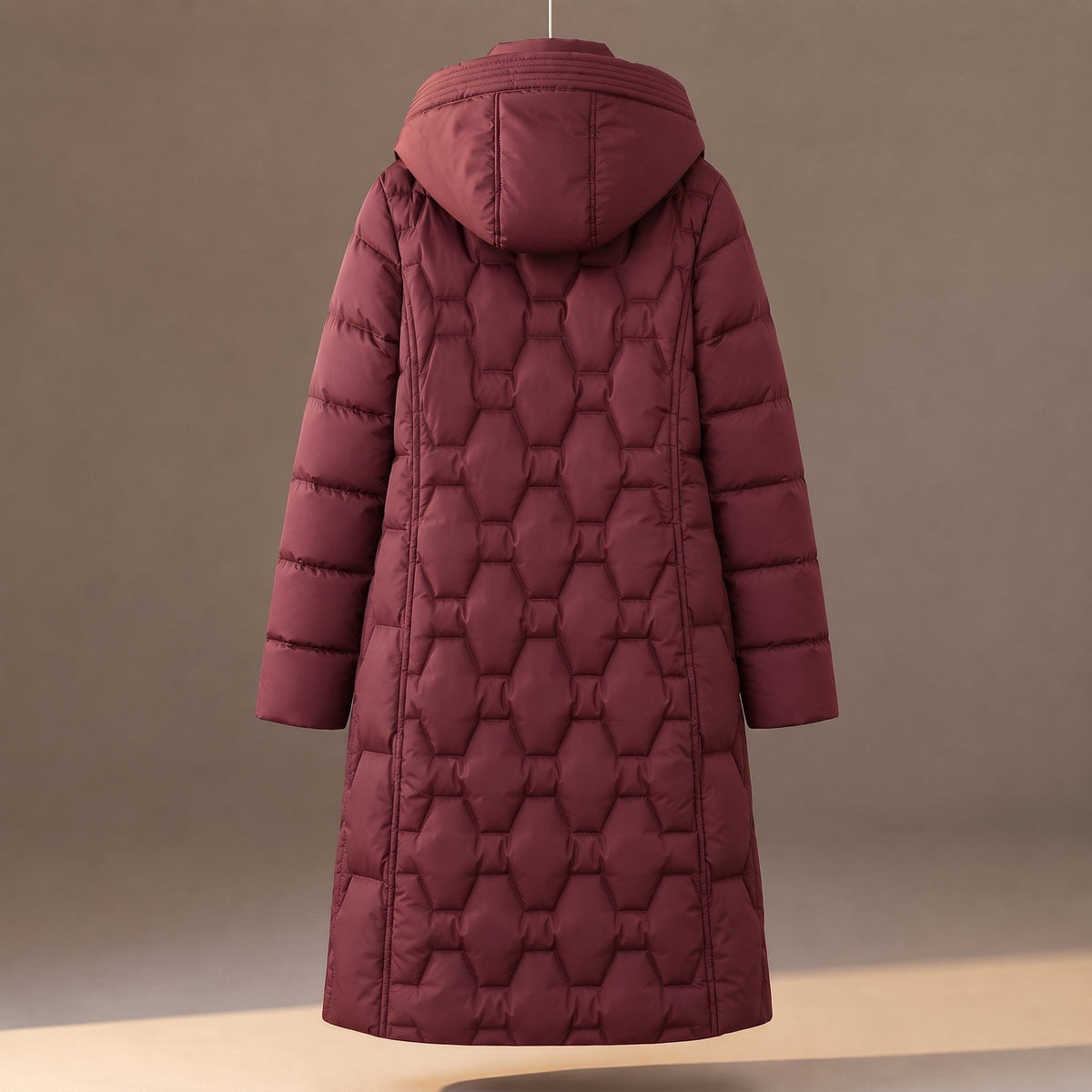 Women's Longline Puffer Coat Hooded Quilted Winter Jacket