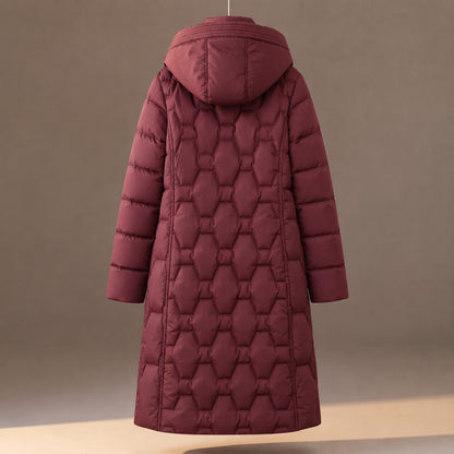 Women's Longline Puffer Coat Hooded Quilted Winter Jacket