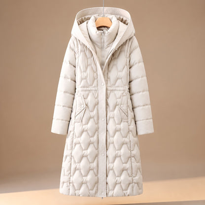 Women's Longline Puffer Coat Hooded Quilted Winter Jacket