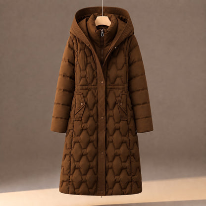 Women's Longline Puffer Coat Hooded Quilted Winter Jacket