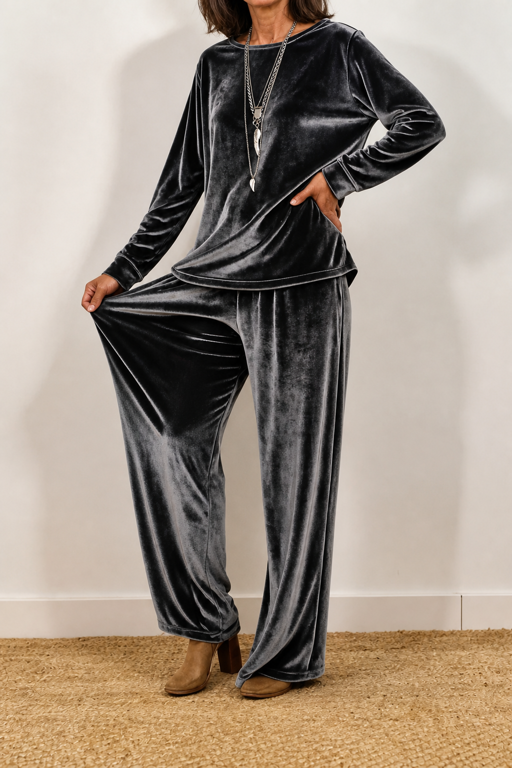 Women's Lounge Set | Wide-Leg & Elastic Waist