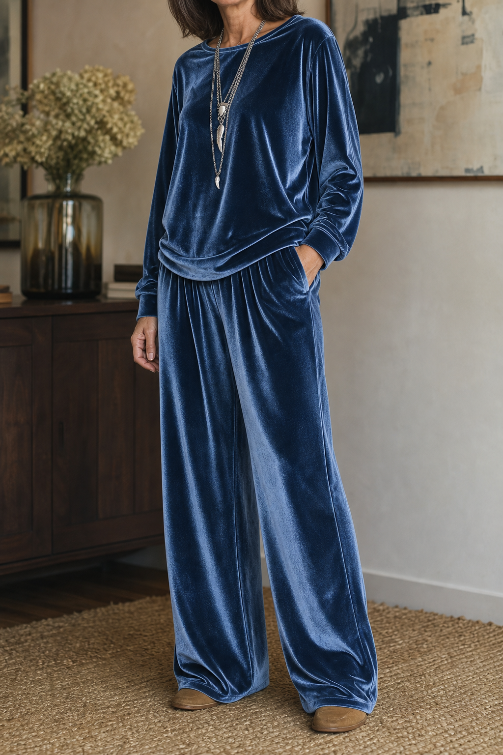 Women's Lounge Set | Wide-Leg & Elastic Waist