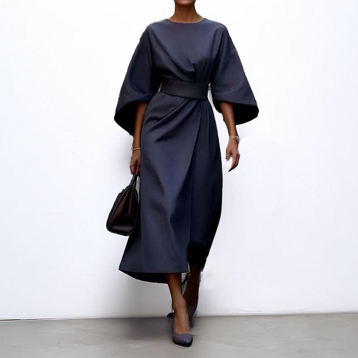 Women's Maxi Dress | Batwing Sleeves & Belted Waist Elegant Silhouette