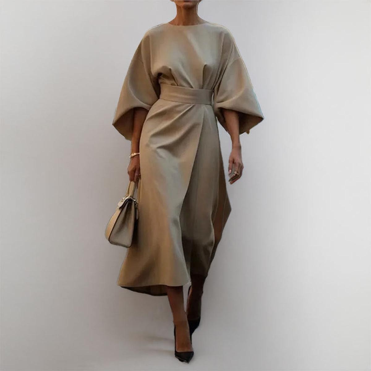 Women's Maxi Dress | Batwing Sleeves & Belted Waist Elegant Silhouette