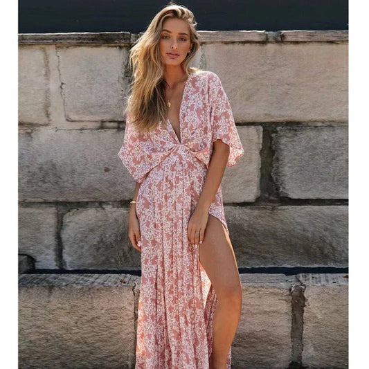 Women's Maxi Dress | Boho Print & V-Neck