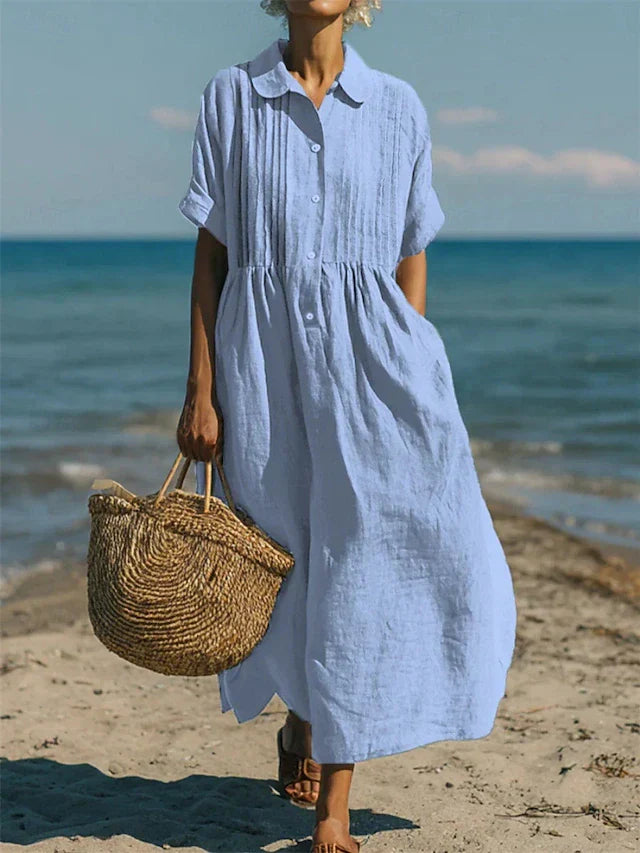 Women's Maxi Dress | Button-Front Shirt Style