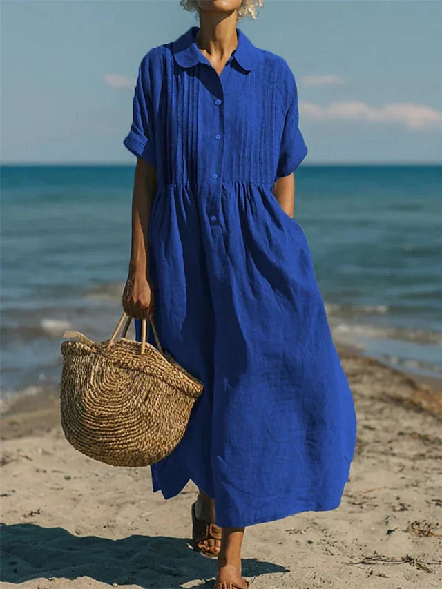 Women's Maxi Dress | Button-Front Shirt Style