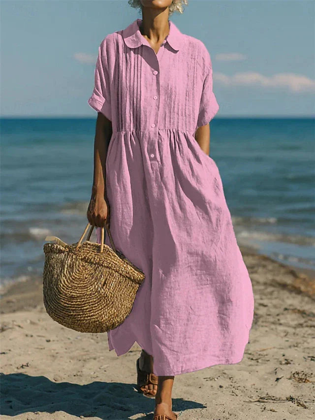 Women's Maxi Dress | Button-Front Shirt Style