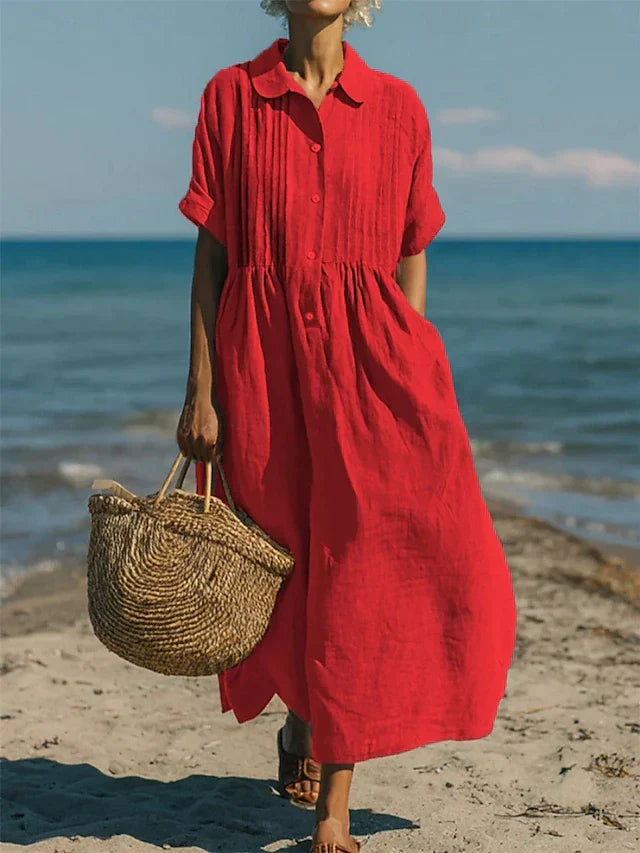 Women's Maxi Dress | Button-Front Shirt Style