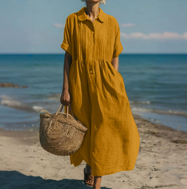 Women's Maxi Dress | Button-Front Shirt Style