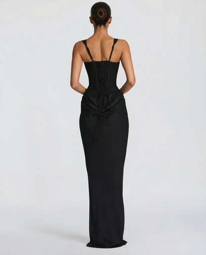 Women's Maxi Dress | Corset Structure & Draped Waist
