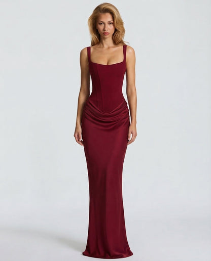 Women's Maxi Dress | Corset Structure & Draped Waist