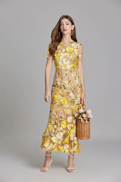 Women's Maxi Dress | Floral Embroidered Design