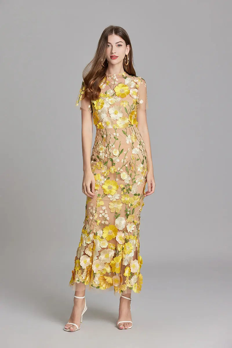 Women's Maxi Dress | Floral Embroidered Design