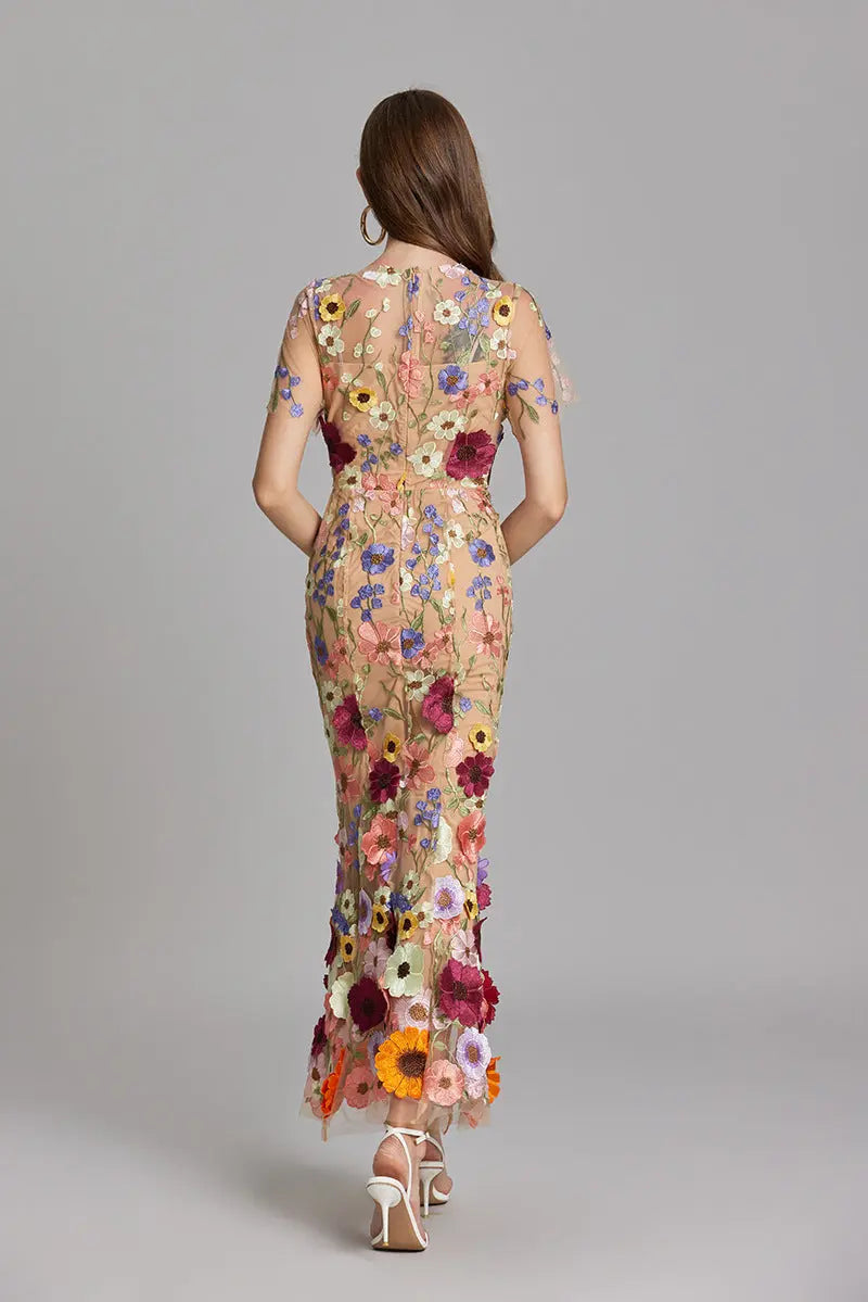 Women's Maxi Dress | Floral Embroidered Design