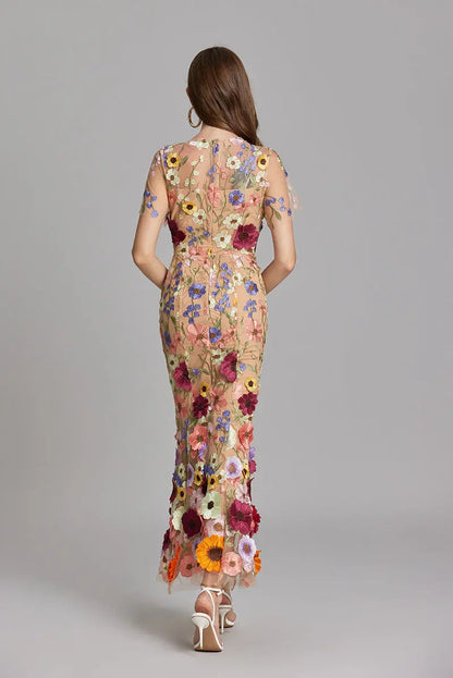 Women's Maxi Dress | Floral Embroidered Design