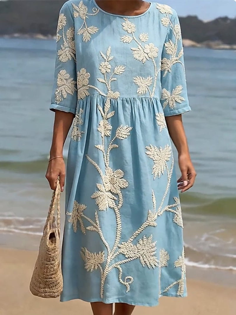 Women's Maxi Dress | Floral Embroidery & Flowing Fit