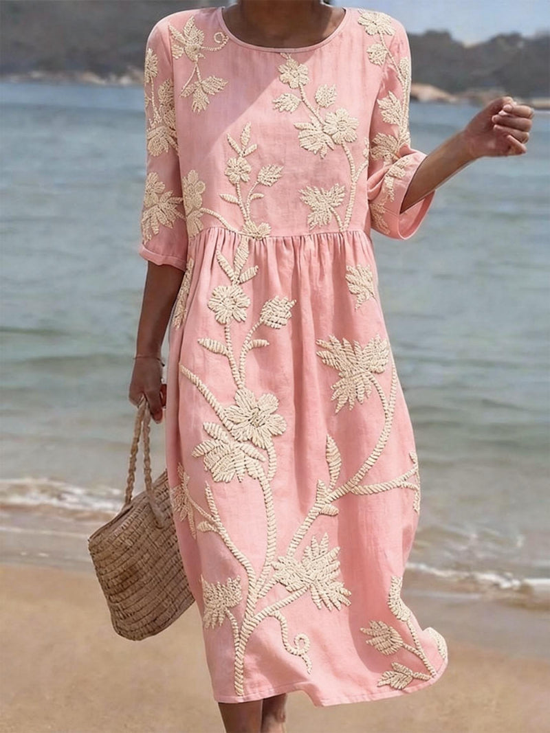 Women's Maxi Dress | Floral Embroidery & Flowing Fit
