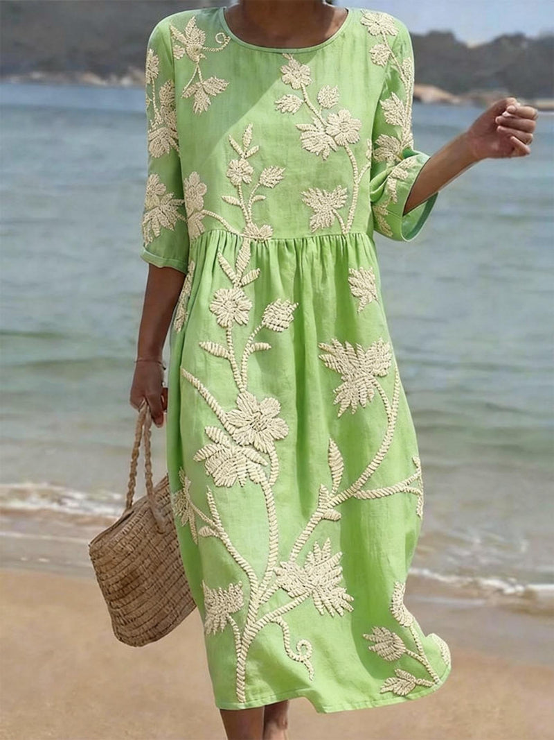 Women's Maxi Dress | Floral Embroidery & Flowing Fit