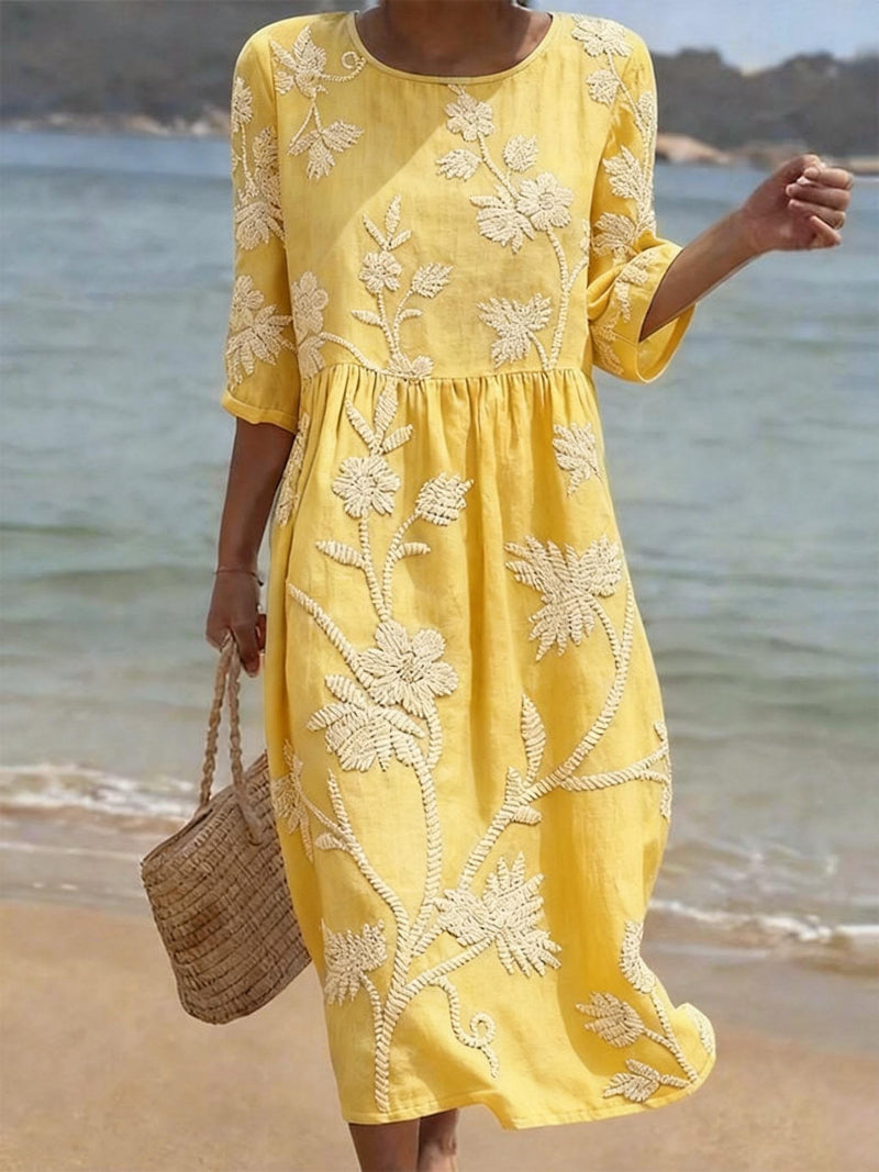 Women's Maxi Dress | Floral Embroidery & Flowing Fit