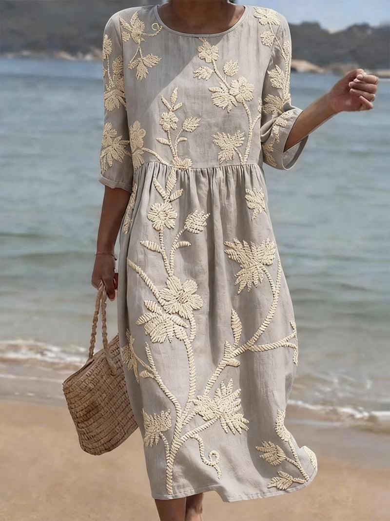 Women's Maxi Dress | Floral Embroidery & Flowing Fit