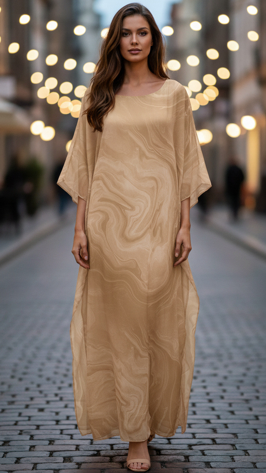 Women's Maxi Dress | Flowing Kaftan Style & Ethereal Swirl Print Design