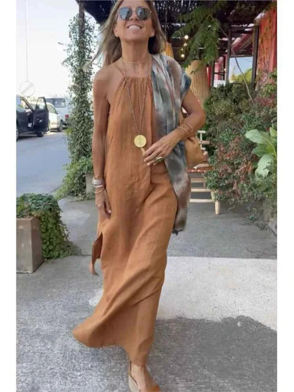 Women's Maxi Dress | Halter Neck & Side Slit