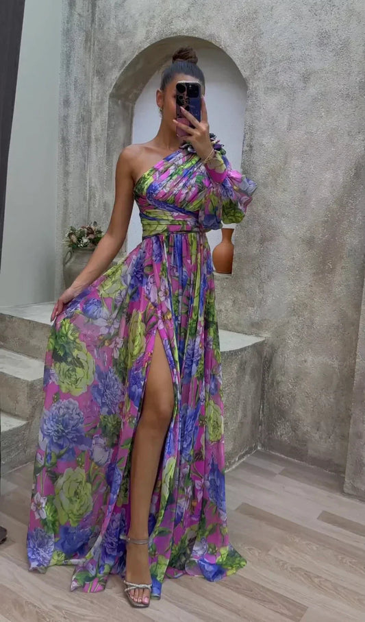 Women's Maxi Dress | One-Shoulder Flowy Design