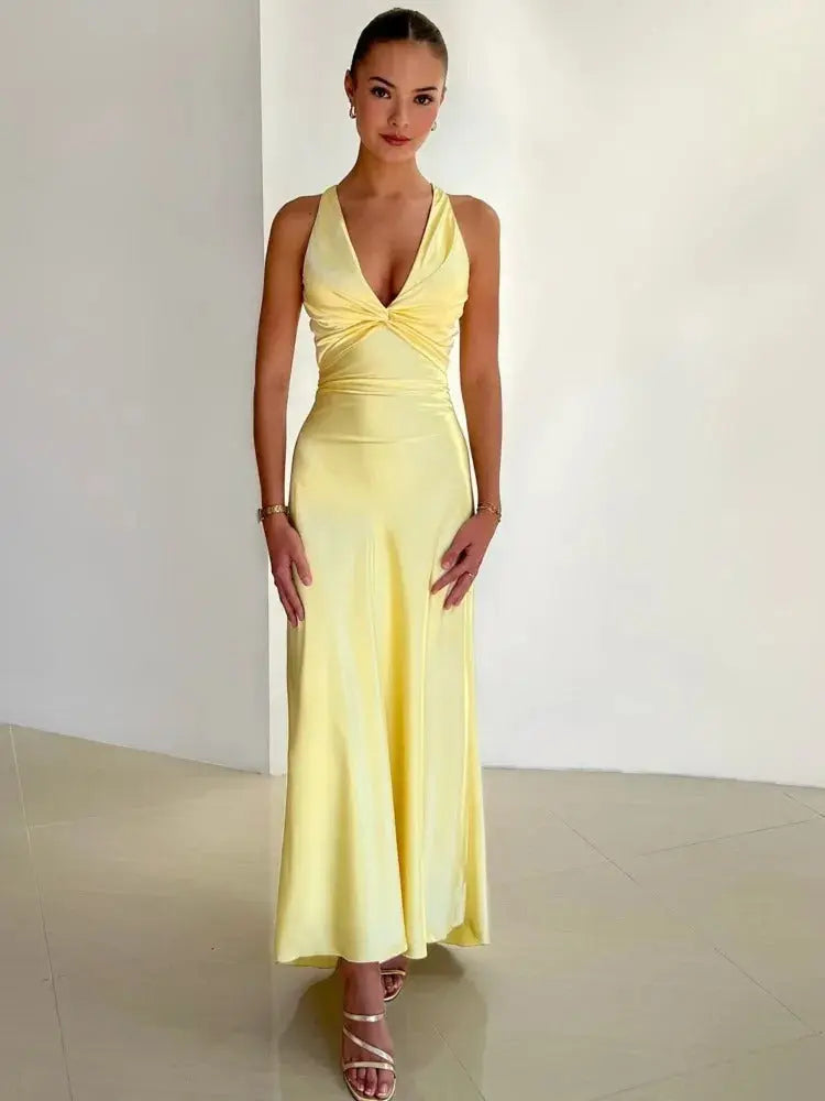 Women's Maxi Dress | Open Back & Halter Neck