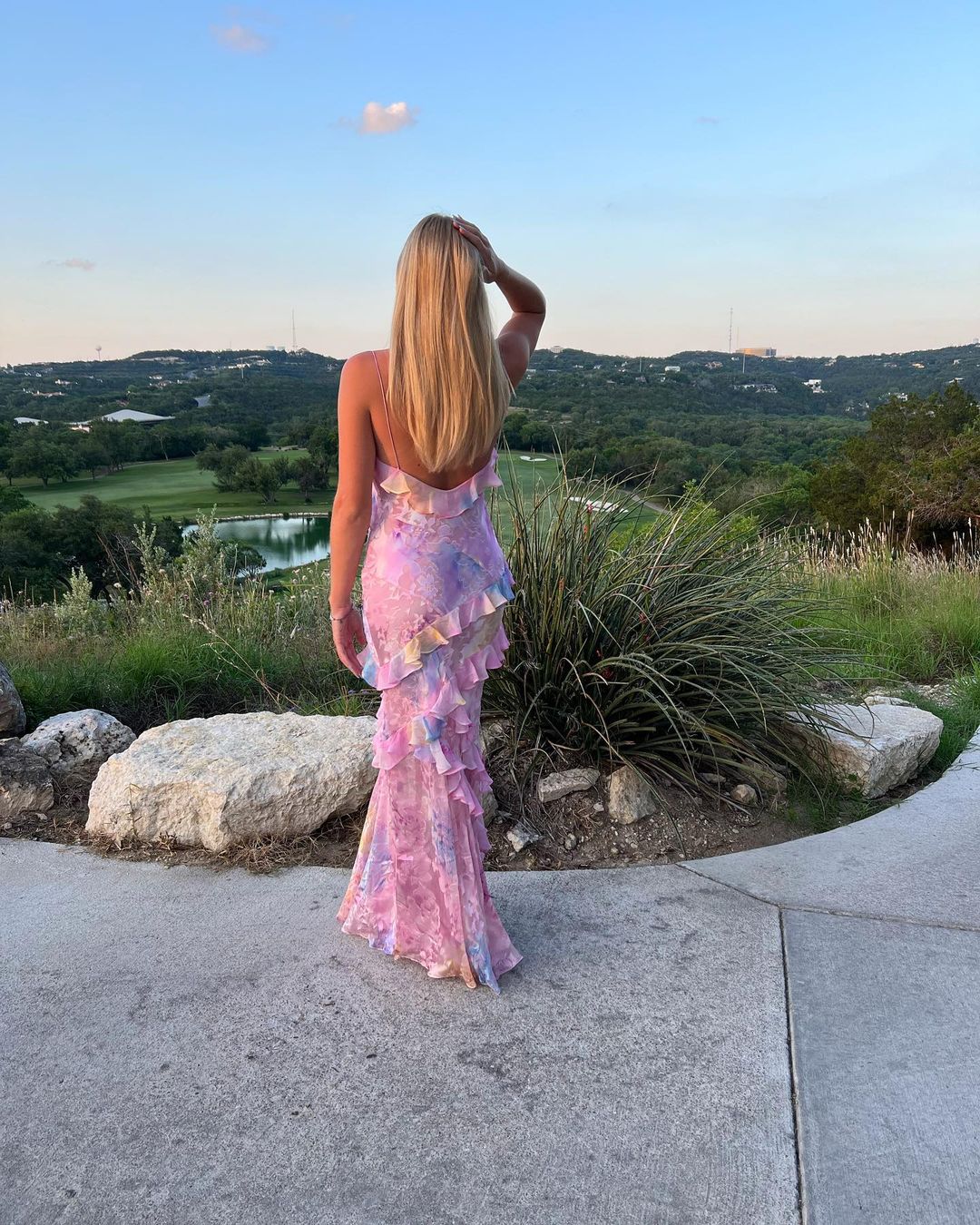 Women's Maxi Dress | Open-Back Ruffle Design