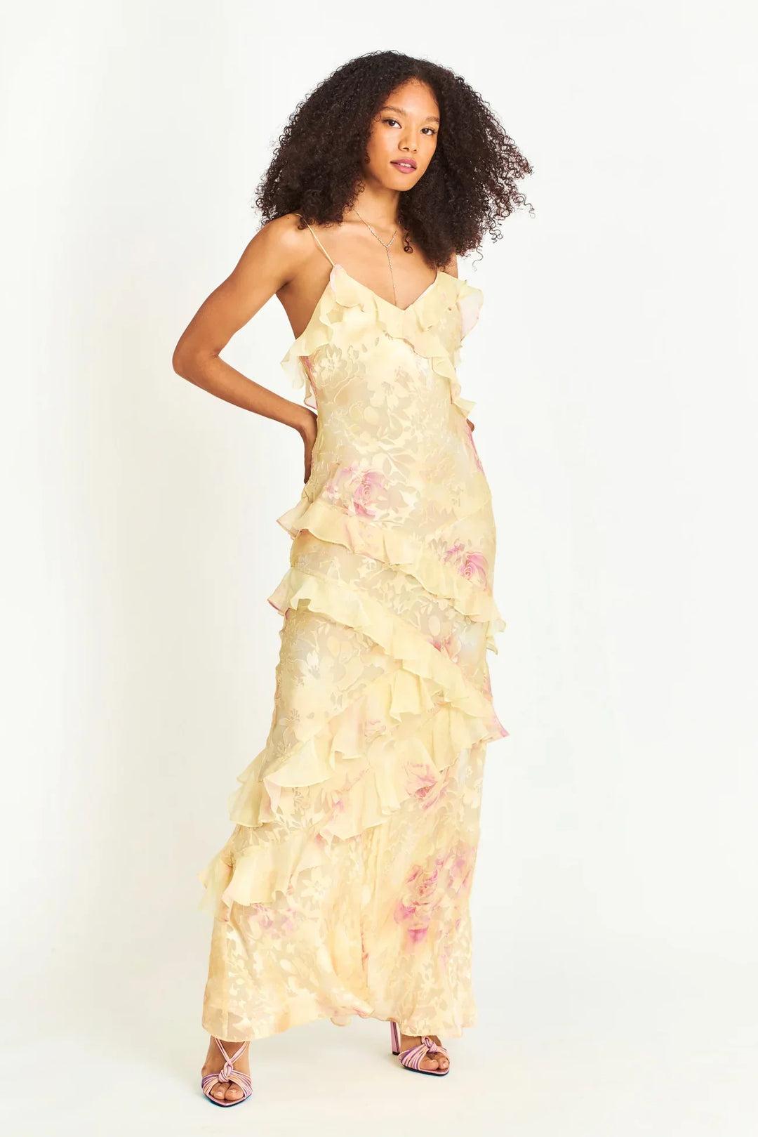 Women's Maxi Dress | Open-Back Ruffle Design