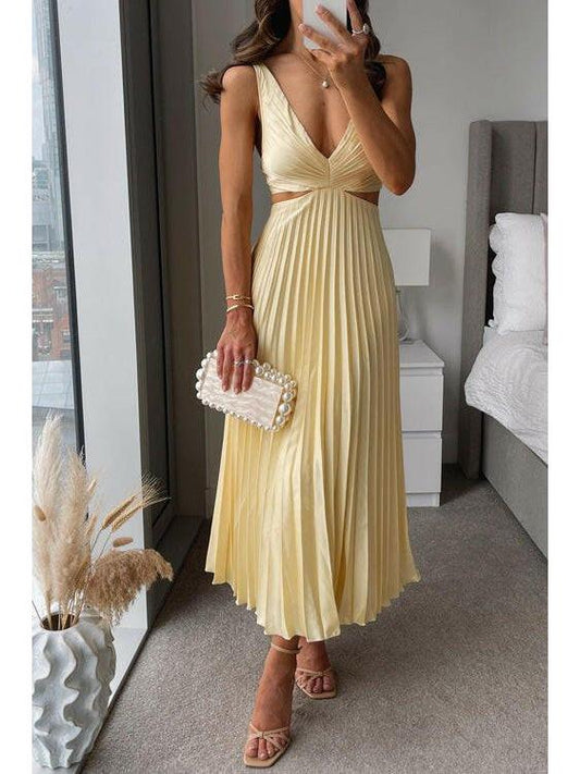 Women's Maxi Dress | Pleated & Cut-Out Evening Style