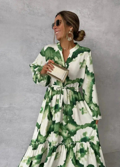 Women's Maxi Dress | Tiered Puff Sleeve Design