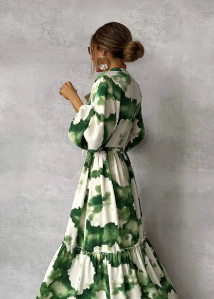 Women's Maxi Dress | Tiered Puff Sleeve Design