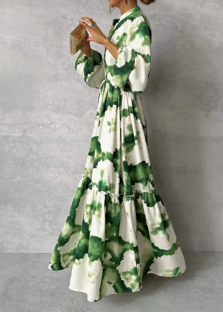 Women's Maxi Dress | Tiered Puff Sleeve Design