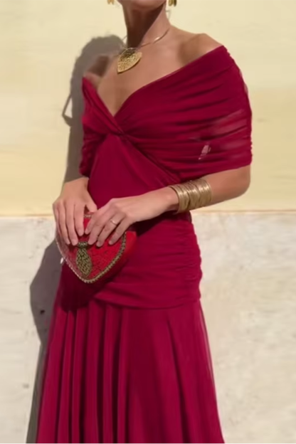Women's Maxi Dress | V-Neck & Flutter Sleeves