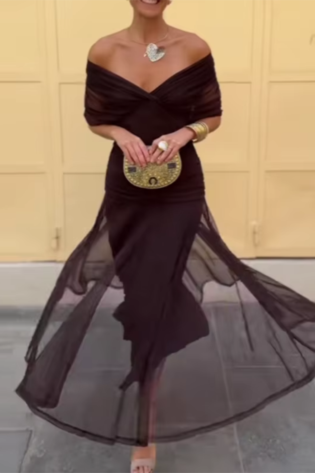 Women's Maxi Dress | V-Neck & Flutter Sleeves