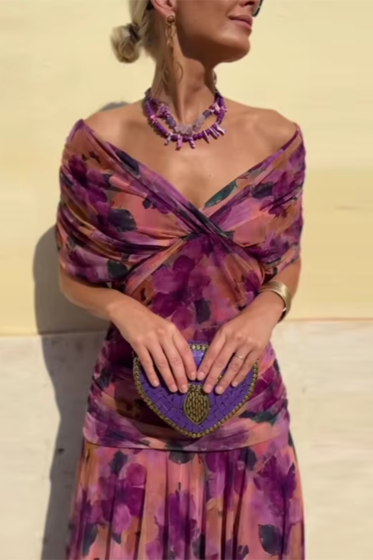 Women's Maxi Dress | V-Neck & Flutter Sleeves