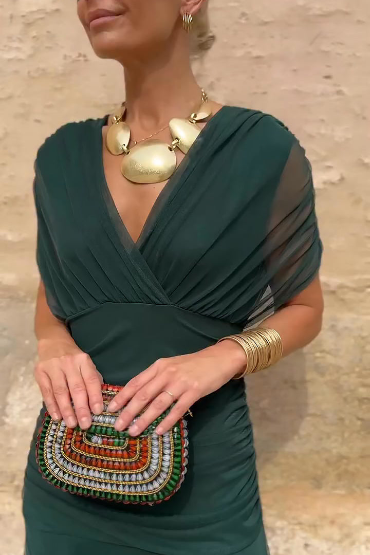 Women's Maxi Dress | V-Neck & Flutter Sleeves